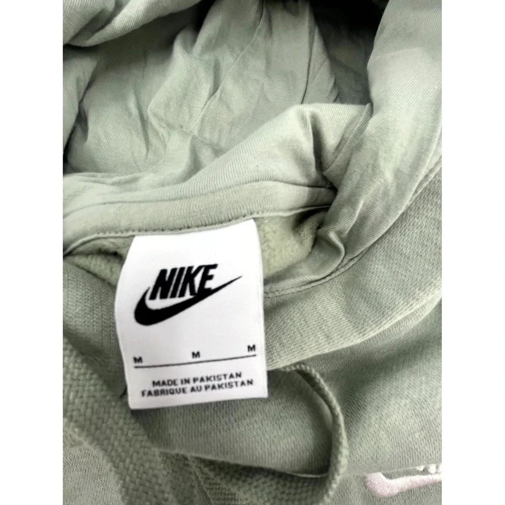 Nike Club Fleece Hoodie Mens Medium Green Cotton Swoosh‎ Logo Lined Standard Fit